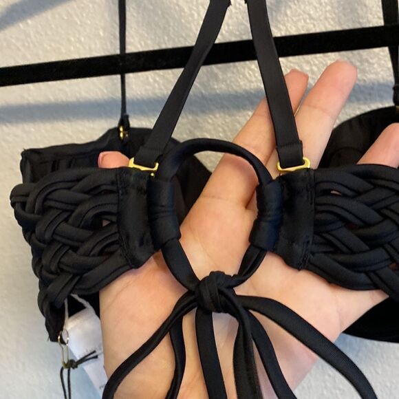 NWT- Swiminista Black ”JOY” bikini braided top with gold hardware- Size Small - Picture 7 of 14